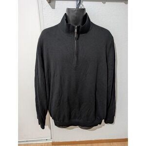 Fairway & Greene Baruffa Merino Wool Quarter Zip Sweater XL Black‎